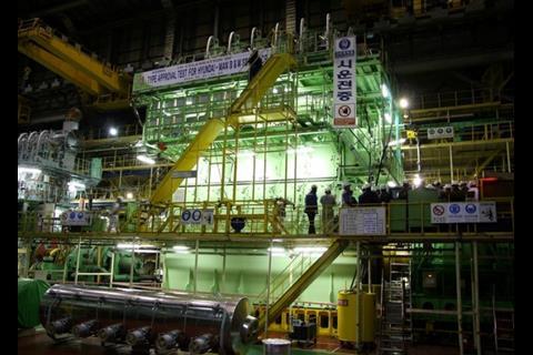 The S80ME-C9 engine on the test bed at HHI-EMD during the type approval tests